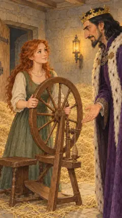 and gave her a spinning-wheel,