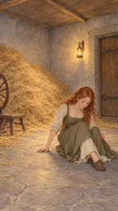 She sat down in one corner of the room,