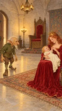 But one day he came into her room, where she was sitting playing with her baby,
