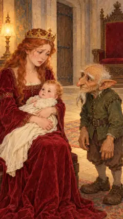 till at last her tears softened him,