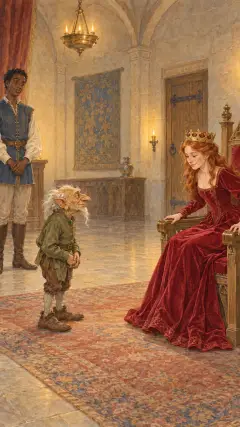 and as soon as her little friend came she sat down upon her throne,