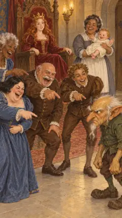 and all the court jeered at him for having had so much trouble for nothing,