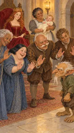 and said, ‘We wish you a very good morning, and a merry feast, Mr RUMPELSTILTSKIN!’