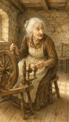 „Ich spinne“, sagte die alte Frau