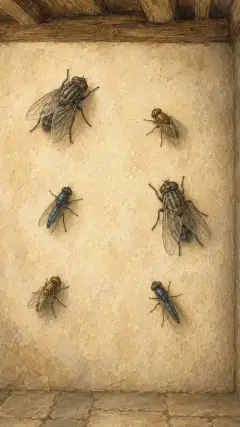 und selbst die Fliegen schliefen an den Wänden.