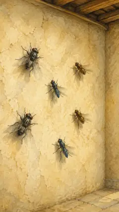 die Fliegen an den Wänden summten wieder;