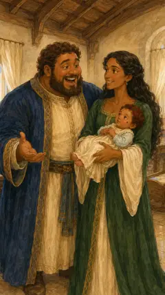 he would hold a great feast and make merry, and show the child to all the land.