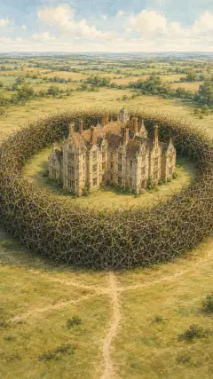 A large hedge of thorns soon grew round the palace,
