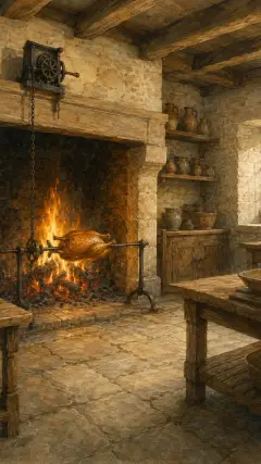 and round went the spit, with the goose for the king's dinner upon it;