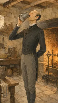the butler finished his draught of ale;