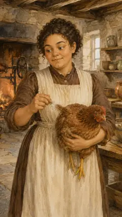 the maid went on plucking the fowl;