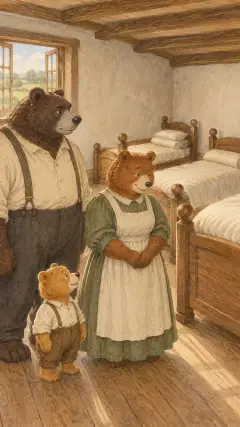 and a middle-sized bed for the Middle Bear, and a great bed for the Great, Huge Bear.