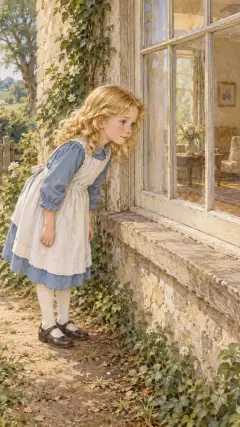 First she looked in at the window,