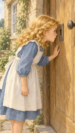 and then she peeped in at the keyhole; and seeing nobody in the house,