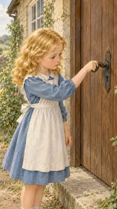 she turned the handle of the door.