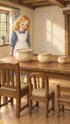 and well pleased she was when she saw the porridge on the table.