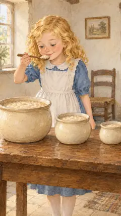 So first she tasted the porridge of the Great, Huge Bear,