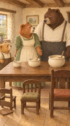 "SOMEBODY HAS BEEN AT MY PORRIDGE!" said the Middle Bear, in her middle voice.