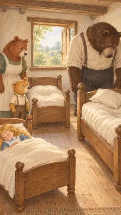 Now Goldenlocks had pulled the pillow of the Great, Huge Bear out of its place.