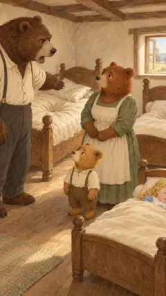 "SOMEBODY HAS BEEN LYING IN MY BED!" said the Great, Huge Bear, in his great, rough, gruff voice.