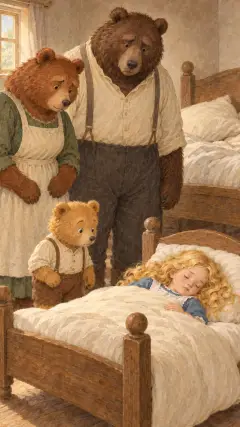 and upon the pillow was the head of Goldenlocks which was not in its place,