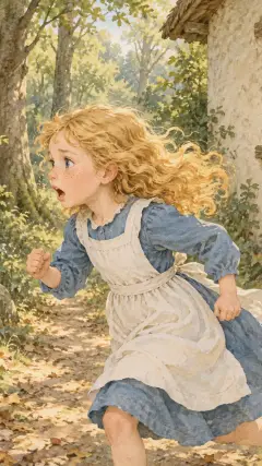 and ran away as fast as she could run never looking behind her;