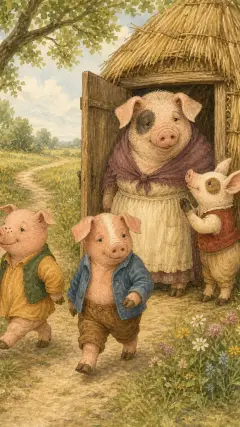 Once upon a time there was an old Sow with three little Pigs,