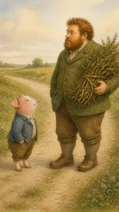 The second Pig met a Man with a bundle of furze,