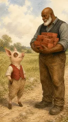 The third little Pig met a Man with a load of bricks,