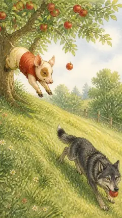 the little Pig jumped down