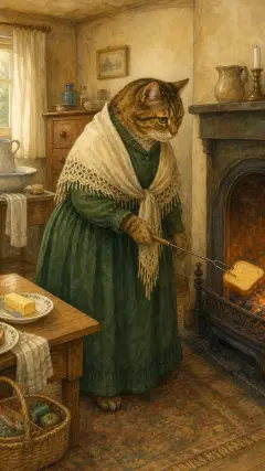 while she made hot buttered toast.