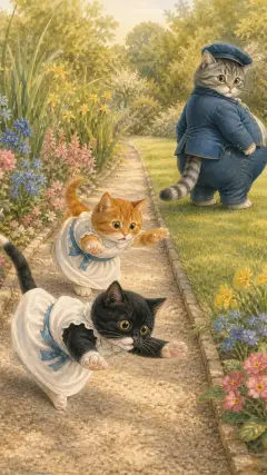 Presently they trod upon their pinafores