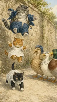 Moppet and Tom descended after her;