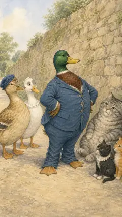They fitted him even worse than Tom Kitten.