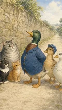 "It's a very fine morning!" said Mr. Drake Puddle-Duck.