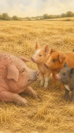 and she called her three little pigs to her