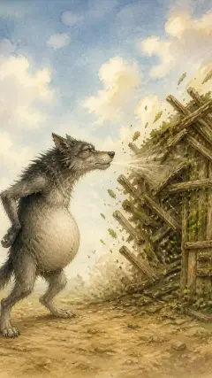 and he puffed until he blew the wooden house in