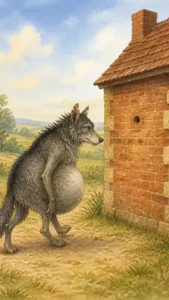 Then the old wolf went to the house of the third little pig